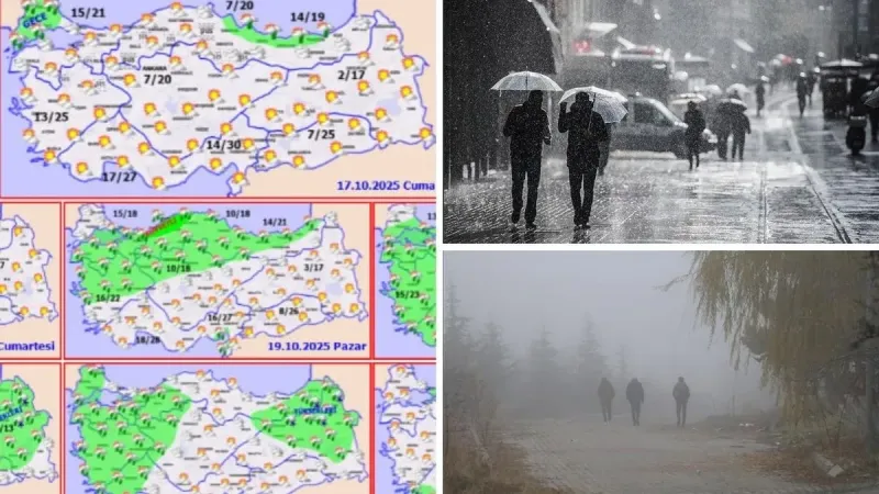 Hafta sonu plan yapanlar dikkat: Kuvvetli sağanak kapıda, sis ve pus havayı saracak! 17-23 Ekim hava raporu