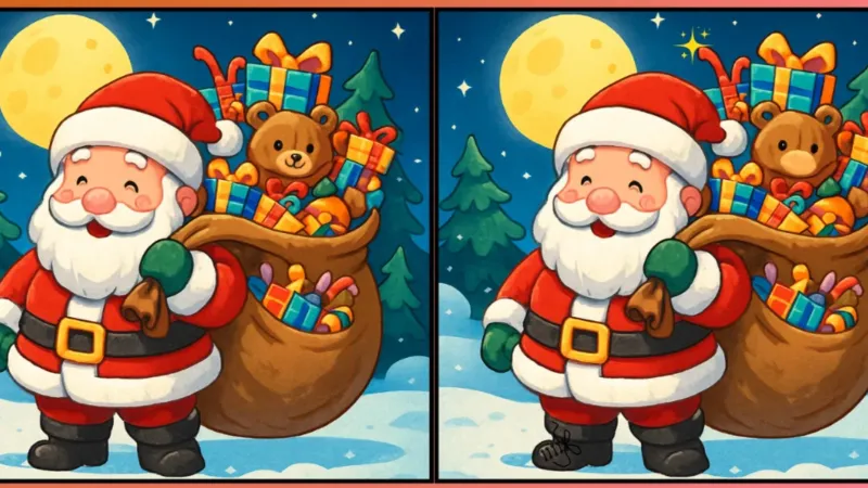Sırtında hediye taşıyan iki Noel Baba arasındaki 3 farkı sadece yüksek IQ'su olanlar 12 saniyede buluyor